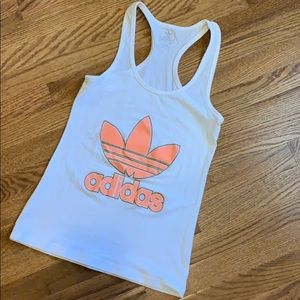 Adidas Racerback Tank White Women M Medium Peach